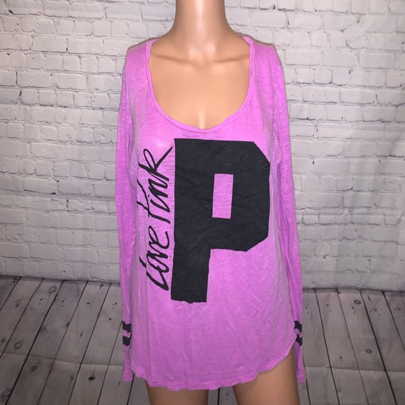 PINK Victoria's Secret Tops - PINK Victorias Secret Purple & Black long sleeve